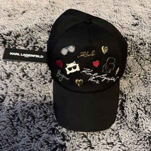 Karl Lagerfeld Black Cap with Iconic Patches